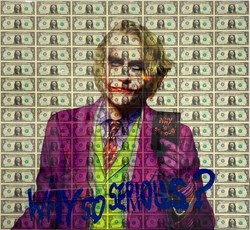 Why So Serious by Diederik Van Apple - Mixed Media on Aluminium sized 43x39 inches. Available from Whitewall Galleries